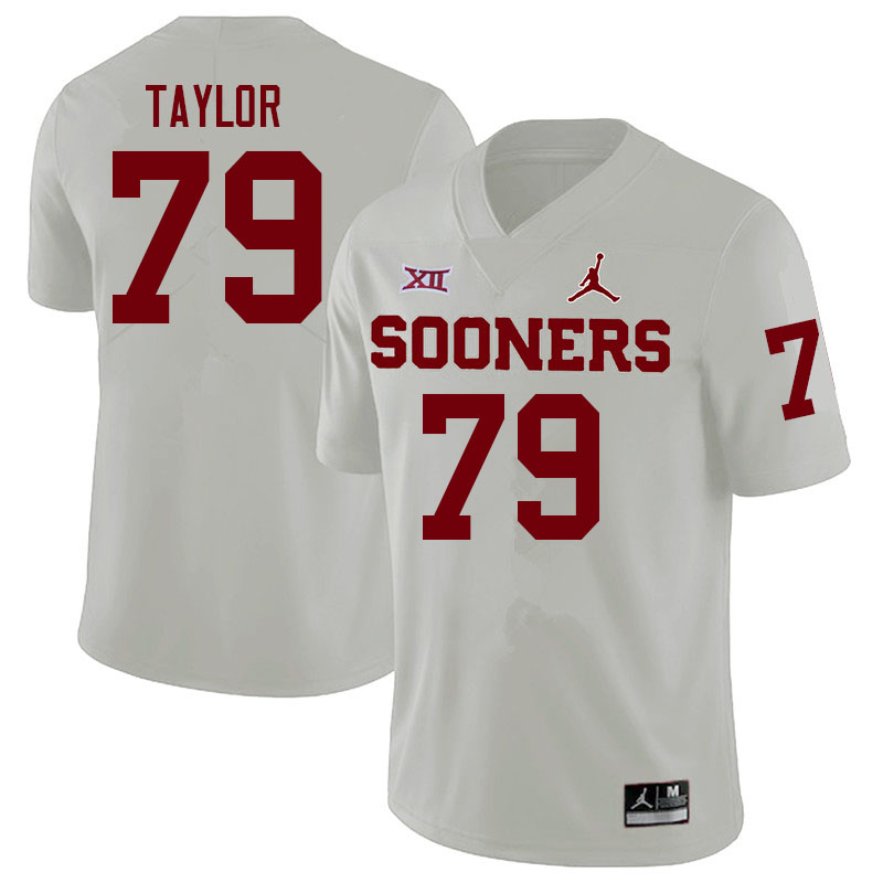 Men #79 Jake Taylor Oklahoma Sooners College Football Jerseys Sale-White - Click Image to Close